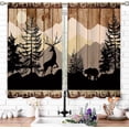 thumbnail image 3 of Rustic Cabin Forest Small Kitchen Curtains Woodland Farmhouse Brown Window Treatment Bear Deer Cafe Short Window Curtains for Bathroom Dining Room Animal Tier Treatment Drapes 27.5x39 inch, 3 of 6