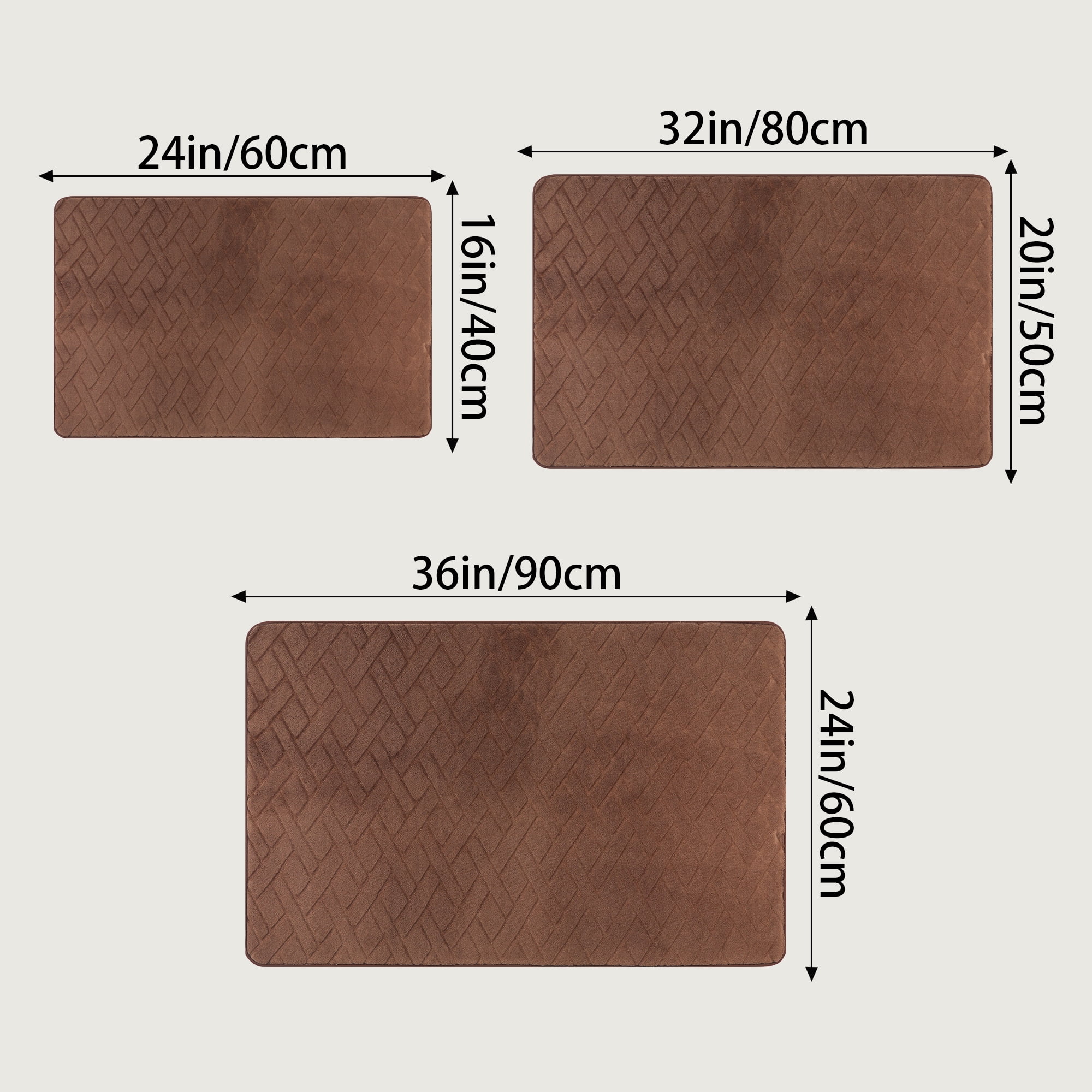Unique Bargains Bathroom Mat Memory Foam Non-Slip Bath Rugs Brown 16" x 24"