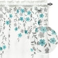 thumbnail image 2 of DriftAway Isabella Faux Silk Embroidered Crafted Flower Door Panel Sidelight Rod Pocket Room Darkening with Bonus Adjustable Tieback 50 Inch by 72 Inch Plus 1.5 Inches Header Single Ivory Blue, 2 of 6