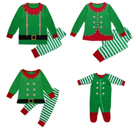 

BEFOKA Toddler Baby Tnfant Merry Christmas Stripe Print Family Matching Rompers Outfits Green(Toddler)