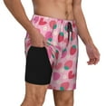 thumbnail image 2 of Kdxio Haear Strawberry Print Men's Swim Trunks with Compression Liner 7 Inch Inseam Quick Dry Swim Shorts, 2 of 7