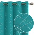 thumbnail image 1 of Cortinas opacas Deconovo con estampado geométrico de líneas, aislantes térmicos, con ojales, color turquesa/línea geométrica, 132 x 160 cm, para el hogar, 1 of 8