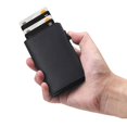 thumbnail image 3 of Blue Real Leather Wallet For Smart Air Tag, Rfid Credit Card Money Holder Automatic Pop Up Mini Aluminum Wallet Niuniu, 3 of 3