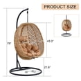 thumbnail image 6 of SUDICA Outdoor Hanging Rattan Egg Chair with Stand, Light Brown Wicker Swing Chair with Soft Cushion for Balcony or Garden, 6 of 8