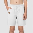 thumbnail image 2 of KPOPLK Boys Chino Shorts - Lightweight Cotton Straight Fit Chino Shorts Casual School Uniform Shorts for Boys with Button Closure White 9-10 Years, 2 of 4