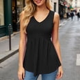 thumbnail image 3 of Tank Tops for Women Summer Flowy Peplum Top Sleeveless V Neck Textured Dressy Casual Tank Top, 3 of 7