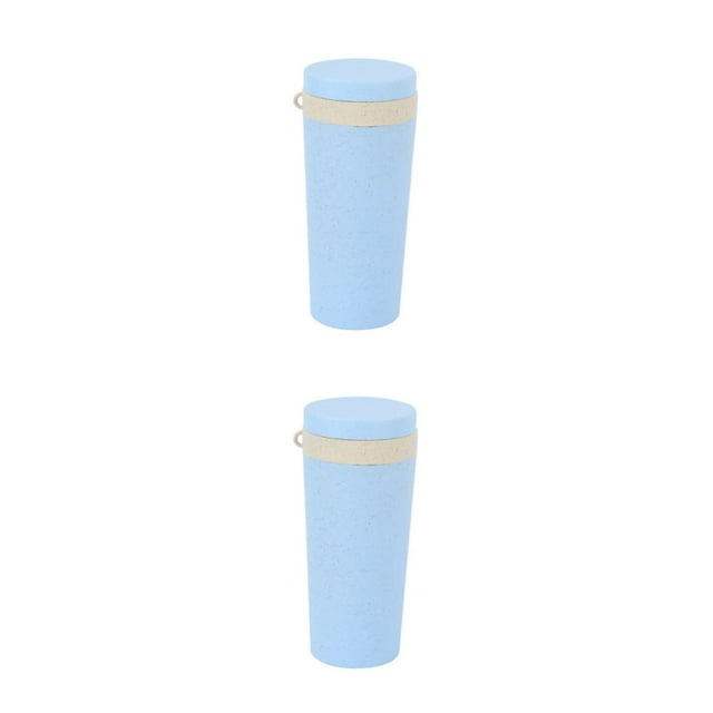 Botella deportiva Inteprter de trigo Buen sellado para Coche Hogar vaso de boca ancha Azul 2piezas