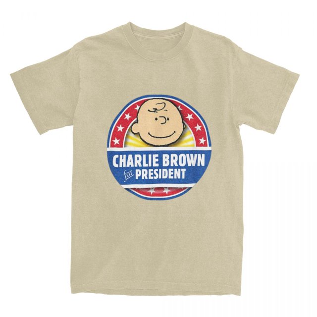 Camiseta de algodón para hombre y mujer con la frase Peanuts Charlie Brown For President Snoopy, camisetas de manga corta con cuello redondo, idea de regalo