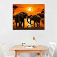 thumbnail image 2 of Acheng   African Landscape Painting Elephant Wall Art Canvas Print Modern Wild Animal Artwork Pictures on Canvas for Living Room Sunset Print Artwork Framed and Ready to hang  16x12in, 2 of 6