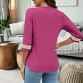 thumbnail image 2 of Lmnyox Fashion 3/4 Sleeve Shirts for Women Lace V Neck Fashion Casual Tunic Tops Dressy Loose Blouses Clothes, 2 of 9
