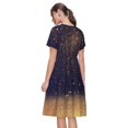 thumbnail image 4 of Lafuoo Gold Black Glitter Pattern Women's Short Sleeve Dress, Elastic Waist with Pockets, Knee-length A-line Skirt, Summer Casual Wear-XX-Large, 4 of 8