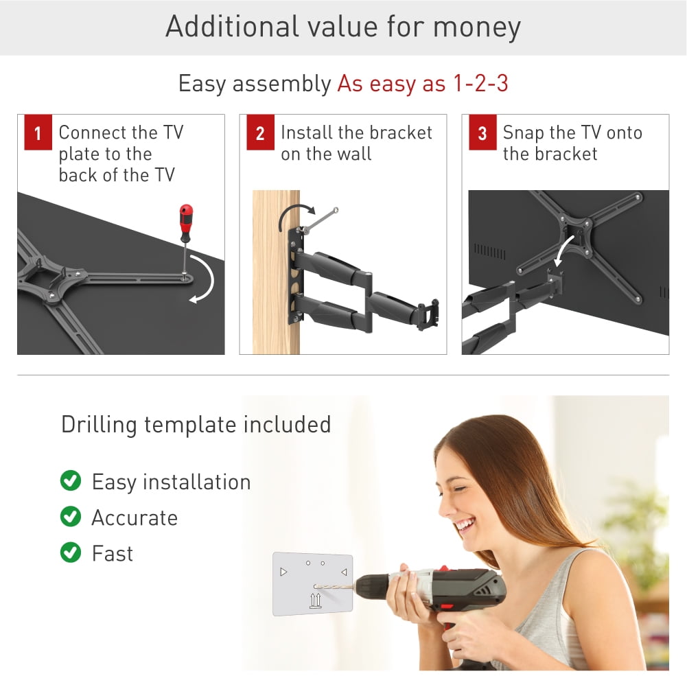 Barkan Full Motion Long TV Wall Mount 13 - 65 inch Patented Premium Lifetime Warranty