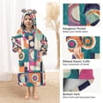 thumbnail image 3 of FORMRS Wearable Blanket Hoodie with Sleeves for Kids Cozy Flannel Sweatshirt, Orange Geometric, 3 of 7