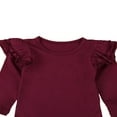 thumbnail image 3 of Infant Baby Girl Basic Ruffle Long Sleeve Cotton Romper Bodysuit Tops Clothes, 3 of 4