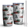 thumbnail image 2 of 20oz Tumblers Red Christmas Truck and Tree Pattern Stainless Steel Vacuum Insulated Double Wall Travel Tumbler Cups Mug with Lid and Straw,Cleaning Brush for Cold & Hot Drinks, 2 of 7