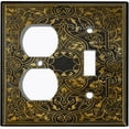 thumbnail image 5 of Metal Light Switch Plate Cover Brown French Victorian Frame Black Damask FRA006, 5 of 14