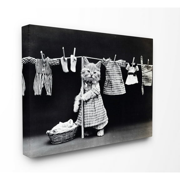 The Stupell Home Decor Collection Kitten Does The Laundry Canvas Wall Art