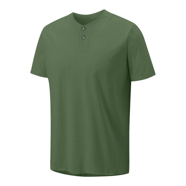 pstuiky Camisa de manga corta para hombre, Camiseta informal de verano para hombre, color liso, cuello redondo, botones camisetas de hombre xxxxl