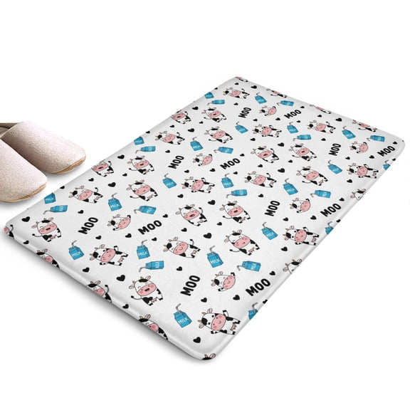 White Cow Milk Pattern Flannel Non Slip Door Rugs,Washable Door Mats Indoor,Decorative Door Mats,Dirt-Resistant and Absorbent Doormat for Entrance,Bedroom,Kitchen,Bathroom,23.5x16in(60x40cm)