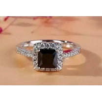 Simulated 2Ct Black Diamond Princess Cut Engagement Ring 14K White Gold Plated