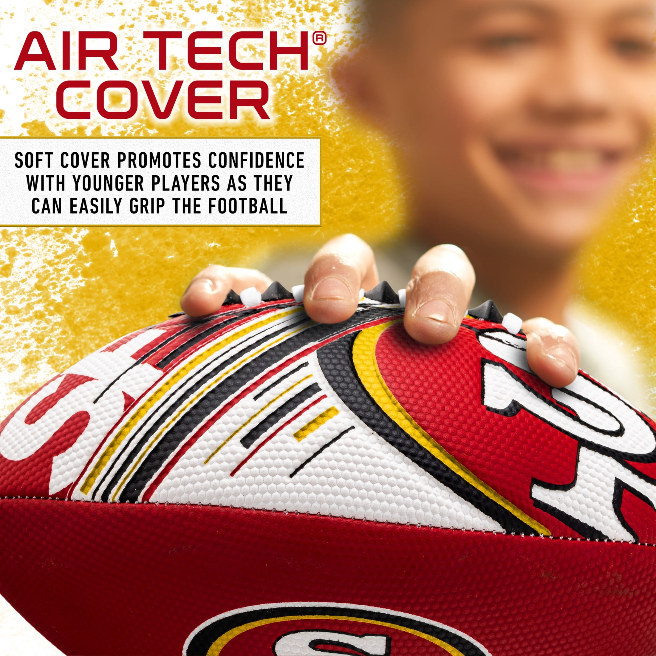 NFL San Francisco 49ers Football - Youth Mini Football - 8.5" Football- SPACELACE Easy Grip Texture- Perfect for Kids !