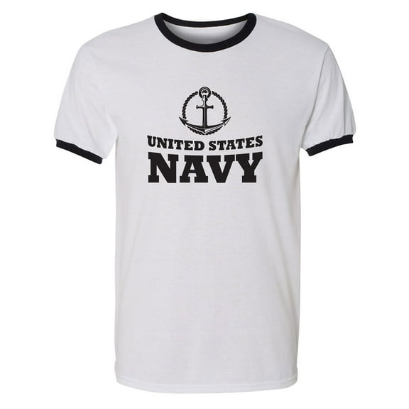 United States Navy Crest Adult Short Sleeve Ringer T-shirt