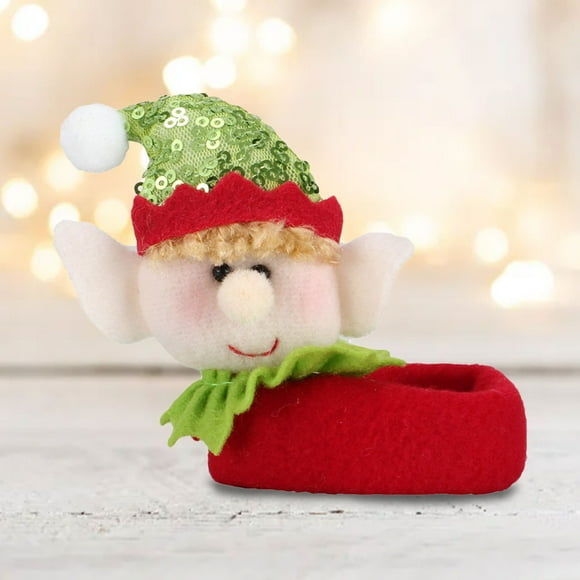 Peggybuy Christmas Decor Elf Wine Bottle Toppers Elf Wine Glass Cover Xmas Table Decor