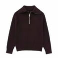 thumbnail image 2 of Women's Knit Sweater Tops Pullovers with Round Neck Long Sleeves Loose Fit Solid Color Soft Casual Daily Wear Work Office Vacation Fashion Essential Gift for Women | HAODEJW,Brown M, 2 of 7
