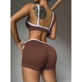 thumbnail image 3 of Brassiere And Shorts Set Sports Bras For Women Halter Strap Quick-Drying Sports Underwear Set, Shock-Absorbing, Cushioned Yoga Bra, Outdoor Running And Fitness Wear Coffee color M, 3 of 6