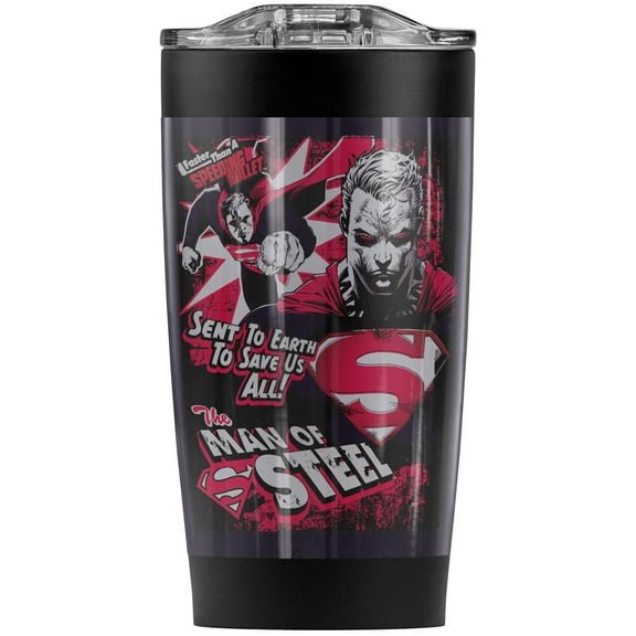 Superman Save Us All Stainless Steel Tumbler 20 oz Coffee Travel Mug/Cup, Vacuum Insulated & Double Wall with Leakproof Sliding Lid | Great for Hot Drinks and Cold Beverages
