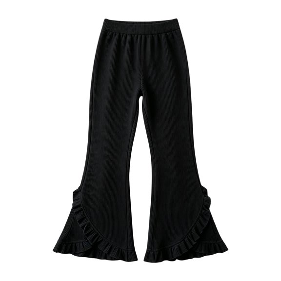 Mnyotv Ruffle Flared Leggings Girls Fashion High Waisted Trousers Toddler Girl Casual Dance Yoga Pants Size 5-6 Years