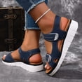 thumbnail image 4 of Rokment Orthopedic Walking Sandals for Women with Arch Support Comfortable Leather Memory Foam Wedge Heels Non Slip Work Summer Shoes Blue Size 9, 4 of 7