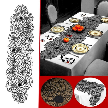

Decoration Festival Lace Table Runner Black Mesh Decoration