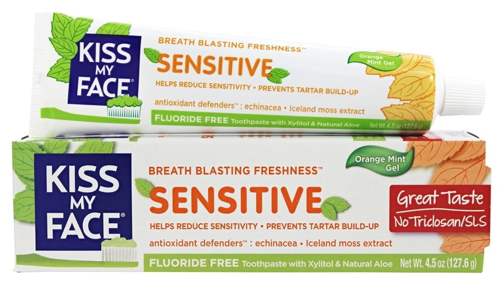 Kiss My Face Sensitive Toothpaste Gel Fluoride Free Orange Mint 4.5