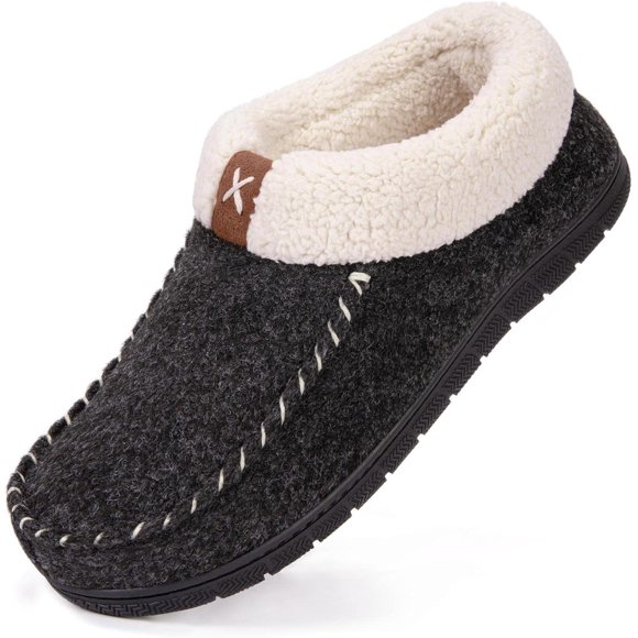 Women's Moccasin Slippers Warm Comfy Wool-felt Memory Foam Indoor House Shoes