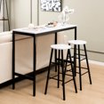 thumbnail image 4 of Costway 3-Piece Bar Table Set Pub Kitchen Dining Table w/ 2 Round Stools Black & White, 4 of 10
