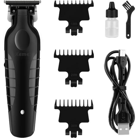 KEMEI Black Hair Clippers for Men, Cordless Clippers for Hair Cutting, Professional Barber Clippers, USB Rechargeable Wireless Haircut Clippers km-2299