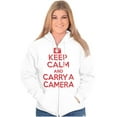 thumbnail image 3 of Keep Calm Carry A Camera Photographer Unisex Fleece Graphic Zip Up Hoodie Brisco Brands 4X, 3 of 5