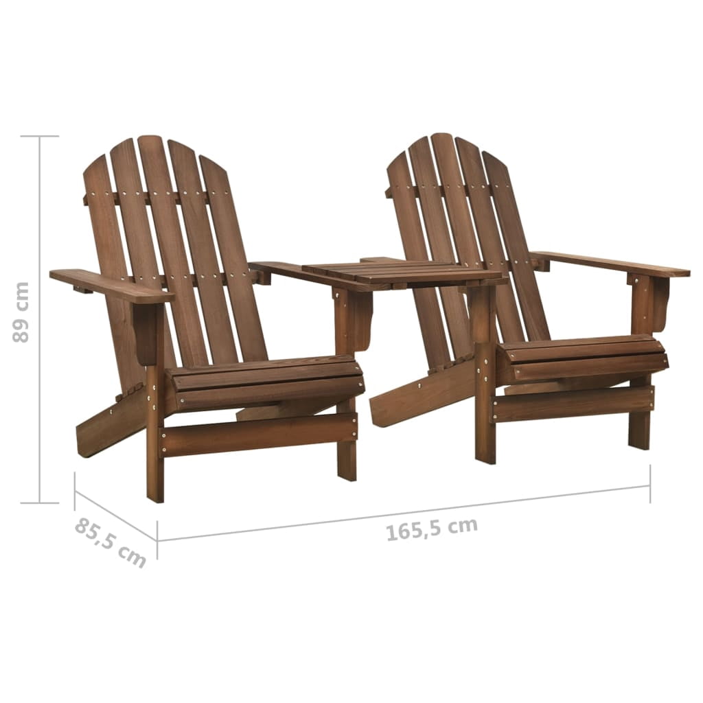 vidaXL Adirondack Chairs Patio Adirondack Chair with Tea Table Solid Wood Fir