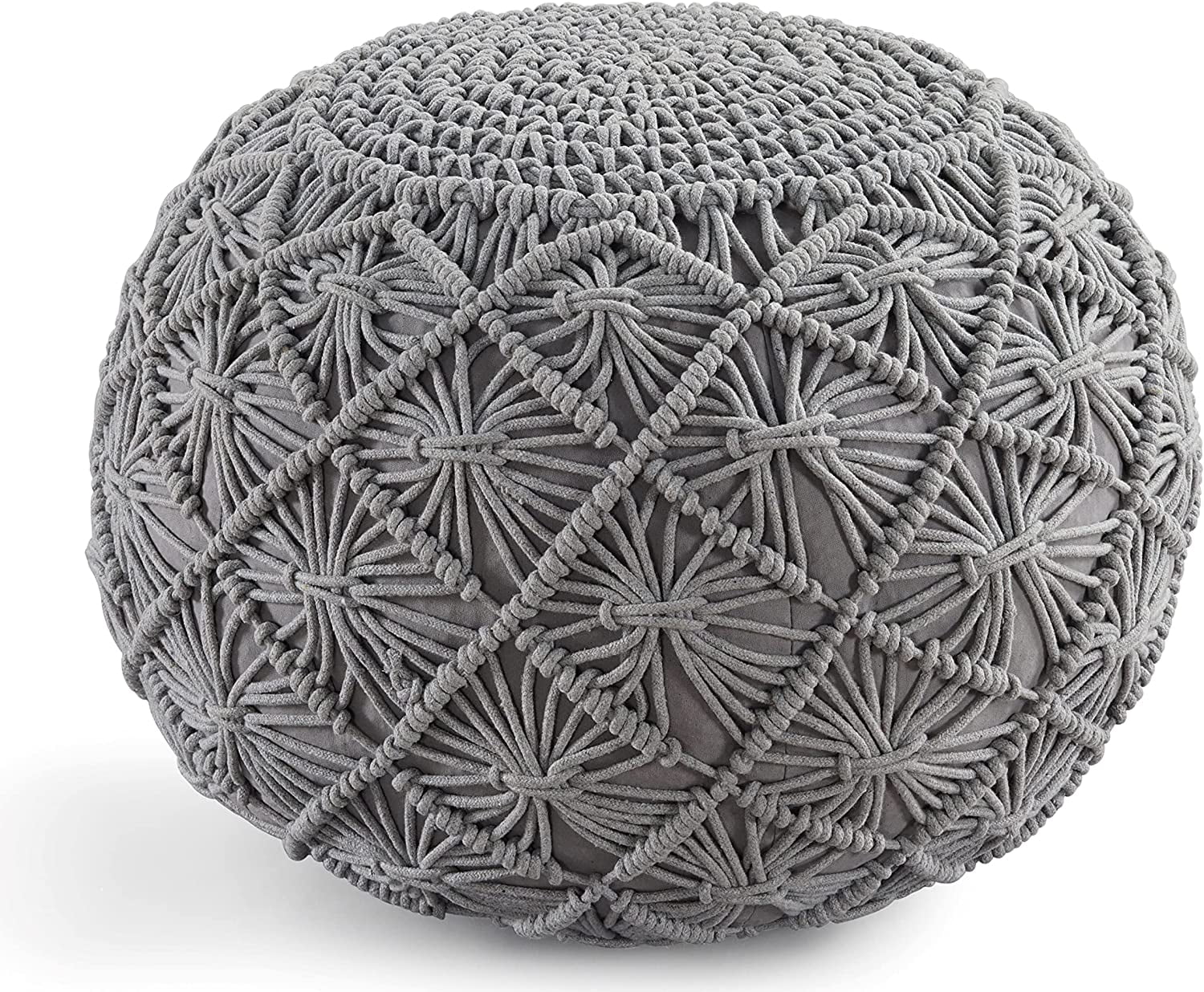 ZXNYH Pouf Ottoman Hand Knitted Ottoman Foot Rest, Large Round Pouf