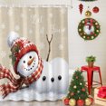 thumbnail image 5 of 54x78 Inch Shower Curtain Decorative Christmas Scarf Snowman Bathtub Bath Curtains Fabric Waterproof Bathroom Decor, Beige Winter Xmas Snowflake Small Stall Shower Curtain Set with 12 Hooks, 5 of 8