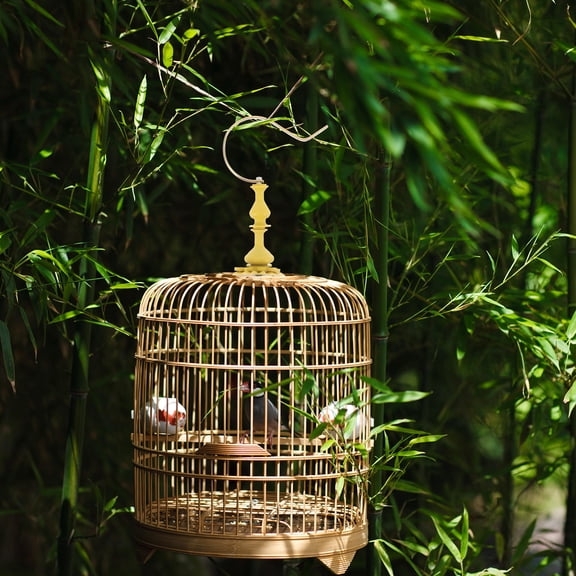 LOLIPPYY Yellow Bird Cage Hook with Plastic and Iron Build, Ideal for Garden Decoration and Outdoor Use