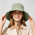 thumbnail image 2 of XIAOCHA Womens Drawcord‑Adjust Boonie Hat Solid Sun Hat Outdoor Wide‑Brim Hat,Green, 2 of 8