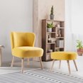 thumbnail image 2 of Costaelm Mid-Century Boucle Accent Chair with Ottoman Foot Stool Set, Mustard, 2 of 5