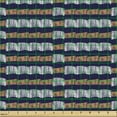 thumbnail image 2 of Ambesonne Ethnic Fabric by the Yard Upholstery, Horizontal Irregular Stripes, 1 Yard, Indigo Ginger White, 2 of 5