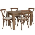 thumbnail image 2 of Flash Furniture HERCULES 46" x 30" Antique Rustic Farm Table Set with 4 Cross Back Chairs and Cushions, 2 of 10