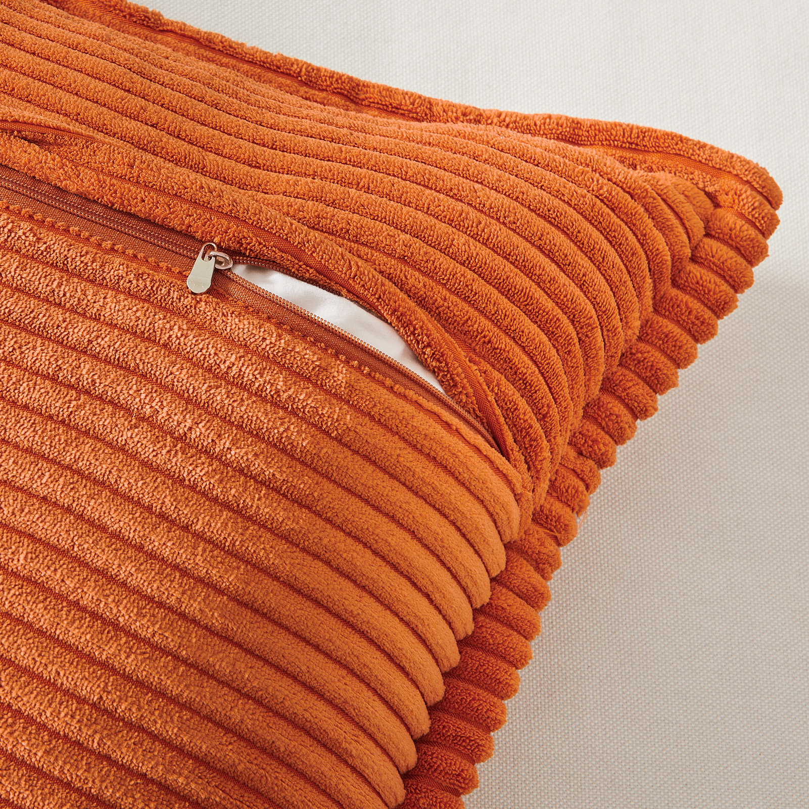 Topfinel 18" x 18" Wide Side Pillowcase,Corduroy Decorative Textured Pillow Cover,Orange,Set of 2
