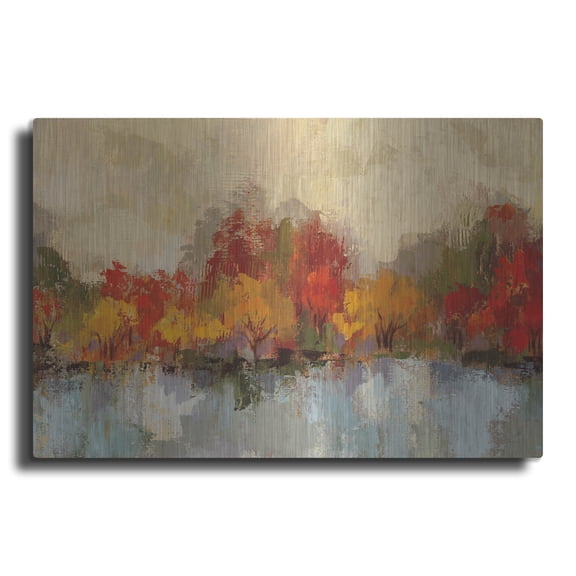Luxe Metal Art 'Autumn River Reflection'  by Silvia Vassileva Metal Wall Art, 36" x 24"