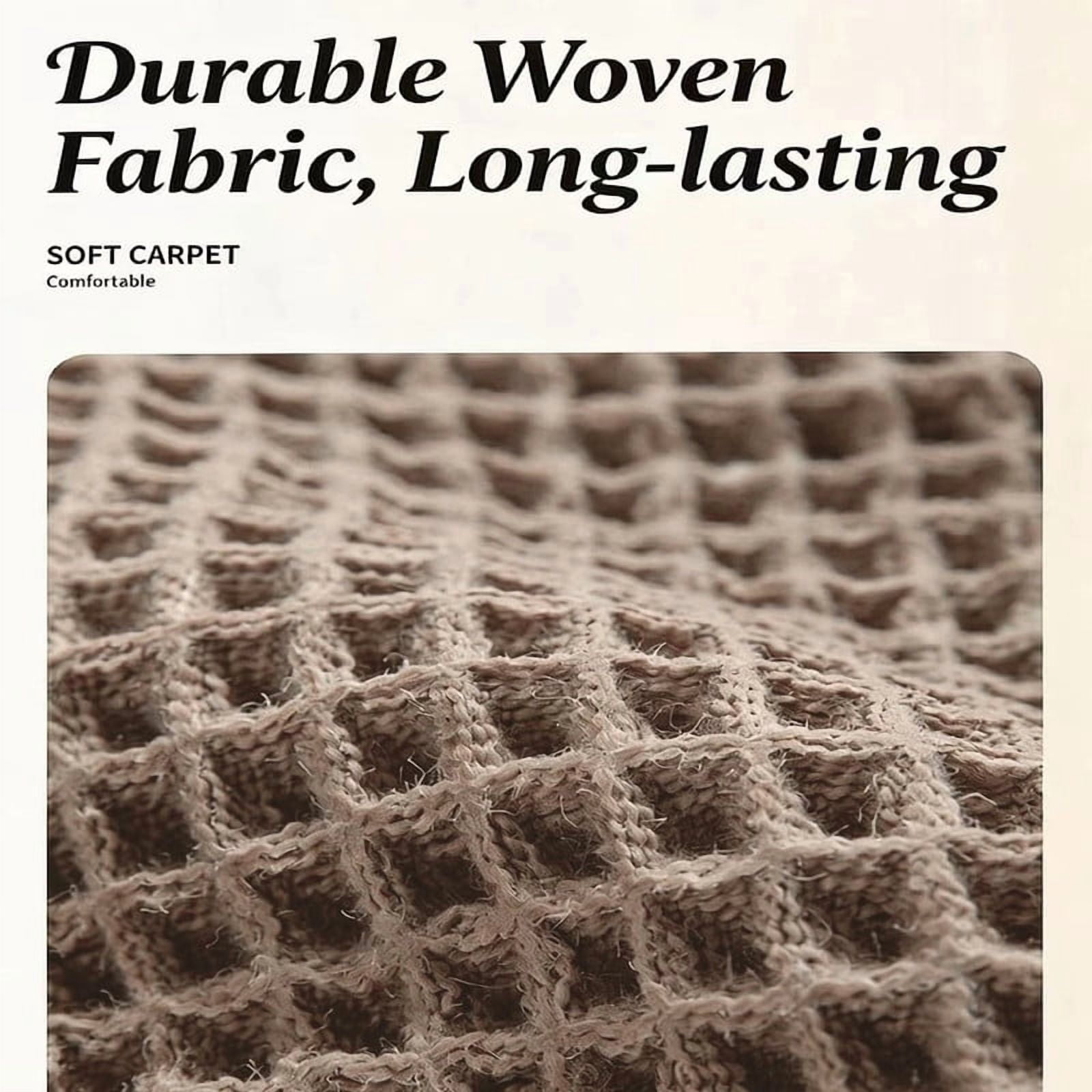 Rubber Backed Mat: Upgraded Waffle Bath Mat ， Non-Slip Washable Pet Rug & Bathroom Rugs with Tassels, Machine Washable Indoor Mat, Ultra Soft, 24"x36" Brown