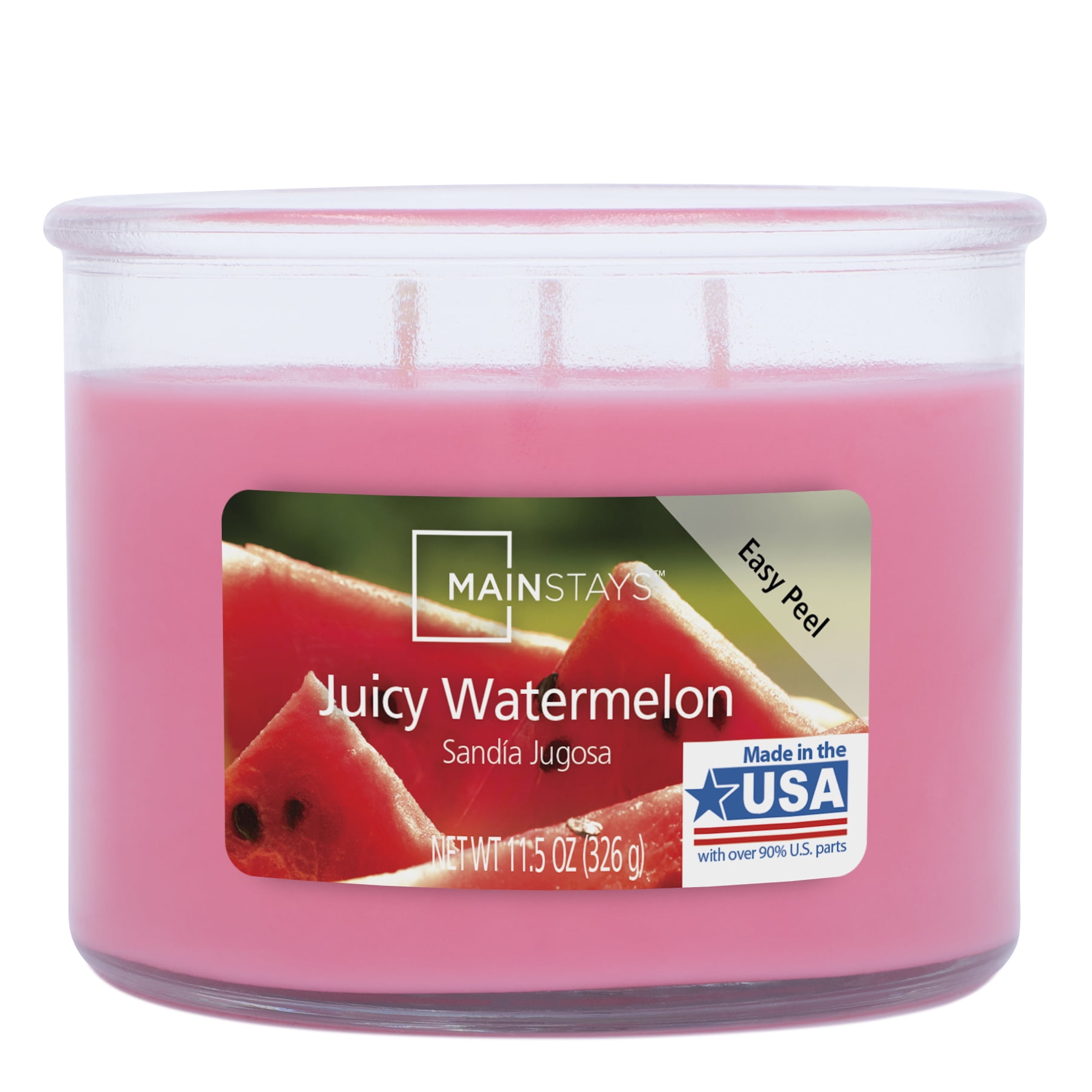 Mainstays Juicy Watermelon Scented 3Wick Glass Jar Candle, 11.5 oz
